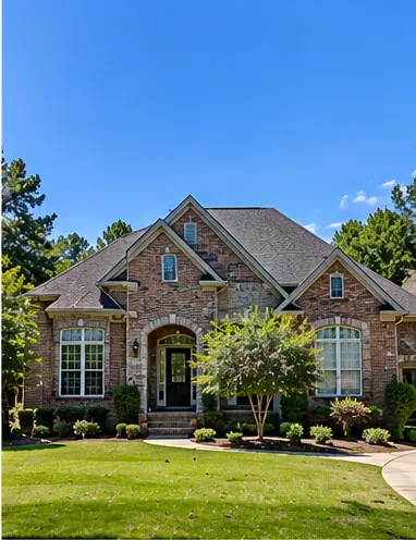 After: brick home fully visible after tree removal