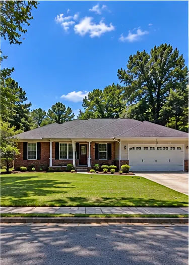 After: ranch home with a clean, open lawn